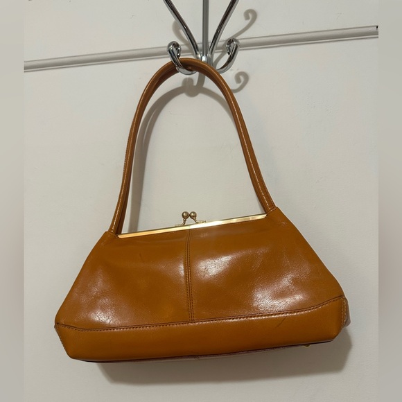 HOBO Handbags - HOBO ‘Gina’ leather shoulder bag in pumpkin orange, with kiss lock closure